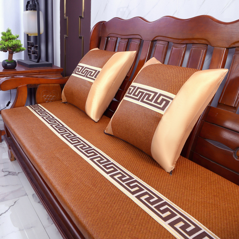 Summer Solid Wood Sofa Cushion Ice Rattan Mat Cushion High Density Sponge Non-Slip Summer Rattan Mat Mahogany Sofa Cushion