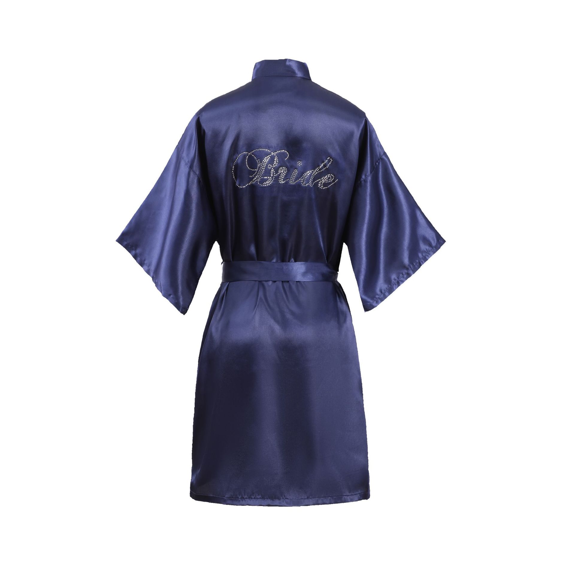 Hot Diamond Bride Bride Satin Thin Dressing Gown Simulated Silk Cardigan Nightgown Wedding Makeup Bestie Bathrobe for Women