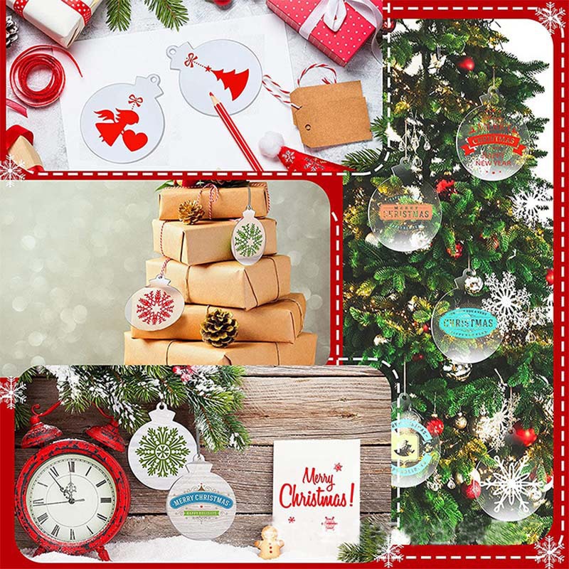 Cross-Border Christmas Acrylic Decorative Pendant Blank Laser Cutting Transparent Disc Creative DIY Round Tag