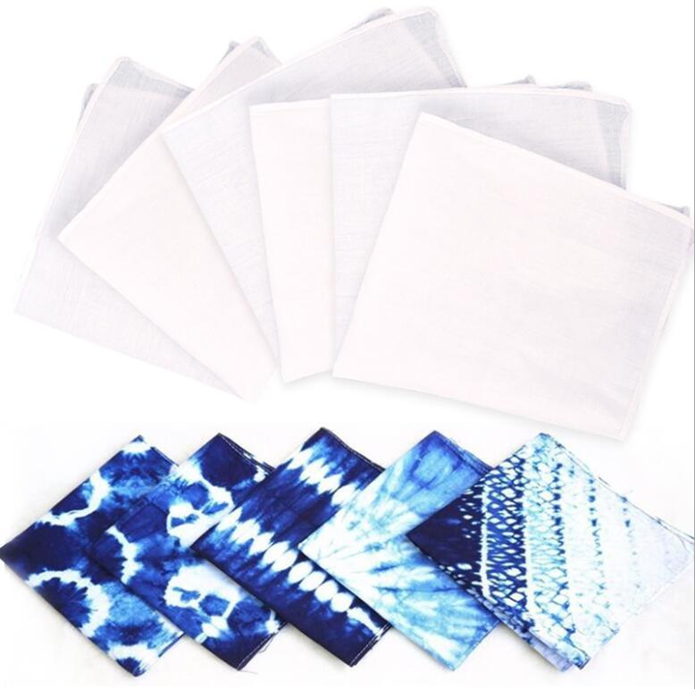 Pure cotton tie-dyed cloth Tuo dyed white small square handkerchief children students kindergarten leaves Tuo dyed all cotton square