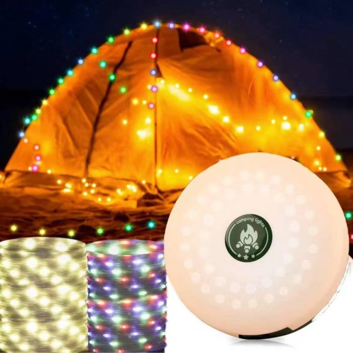 Долговечная лампа для кемпинга, портативная, водонепроницаемая, с возможностью хранения