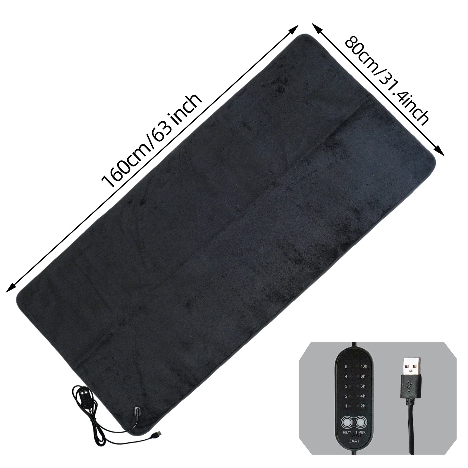 Cross-Border USB Luxury Plush Electric Blanket 5V Low Voltage Heating Dormitory Student Electric Mattress Power Bank Car Camping Style