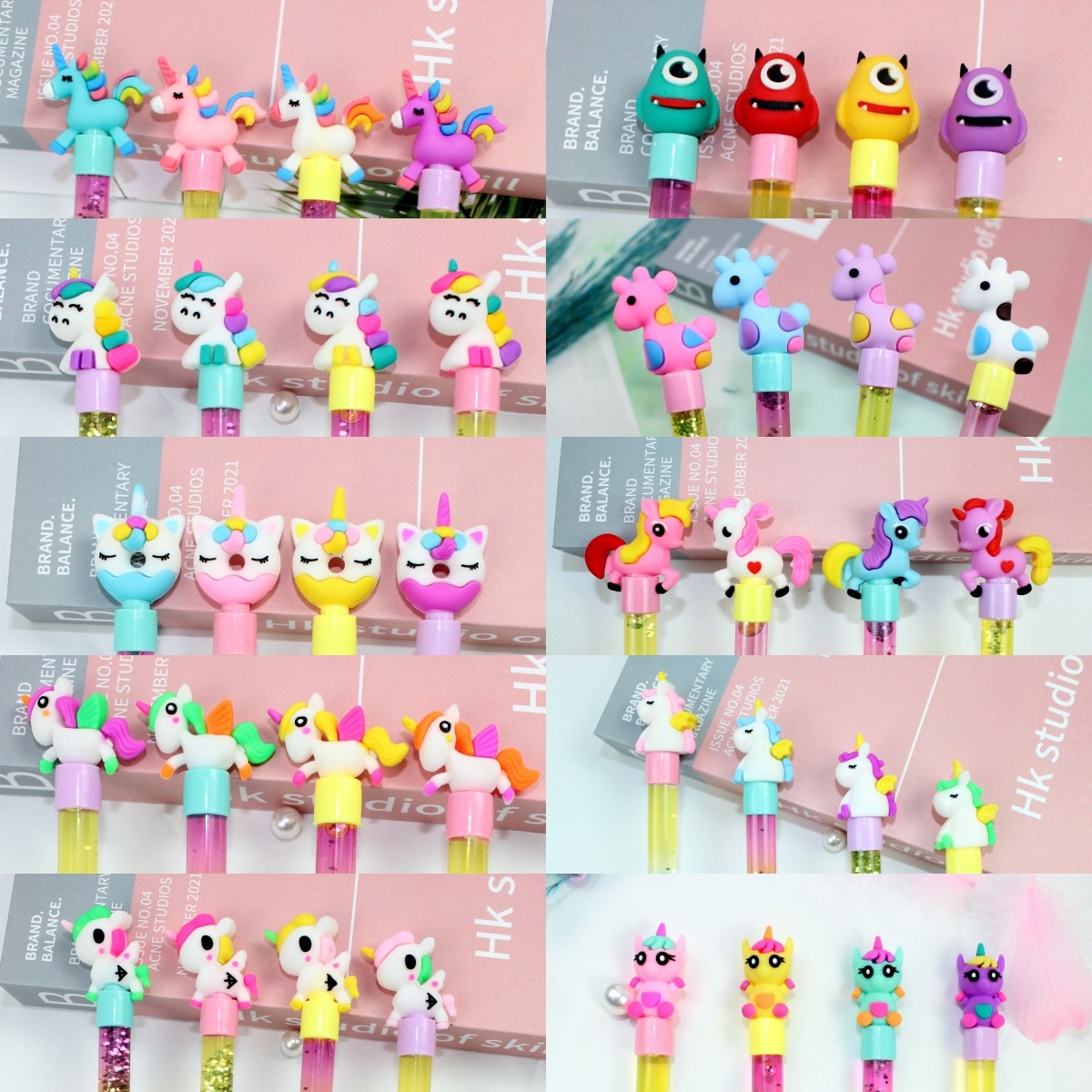 Super multi-mixed PVC soft rubber head all kinds of cartoon shape gel pen cap student pencil protective cover wholesale