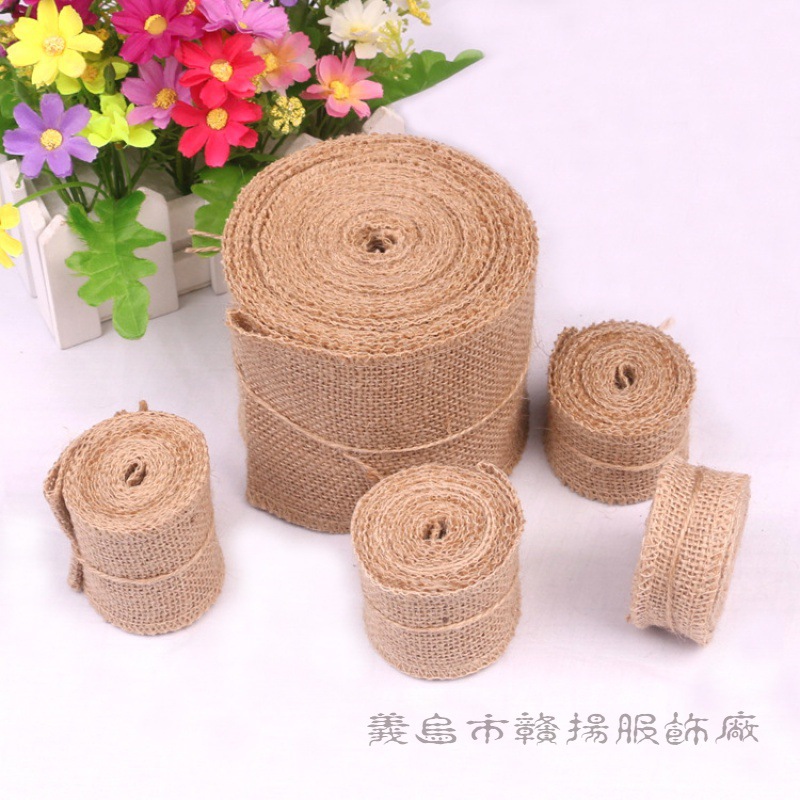 Thickened Jute Cloth Roll DIY Handmade Christmas Wedding Craft Linen Strip Natural Jute Roll Table Flag Chair Back Fabric
