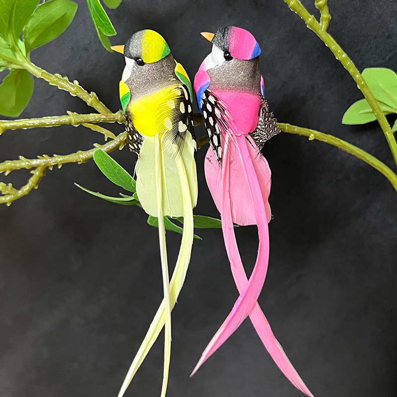 Artificial feather bird decorative crafts feather products courtyard fake bird cross-border Garden Bird Gardening home