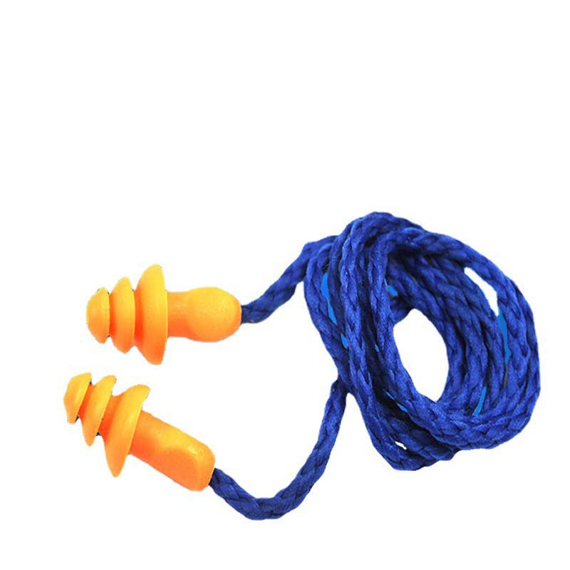 Earplugs can reduce noise and sound insulation. Washable silicone sound insulation earplugs for factory workshops. Christmas tree with cable sleep earplugs