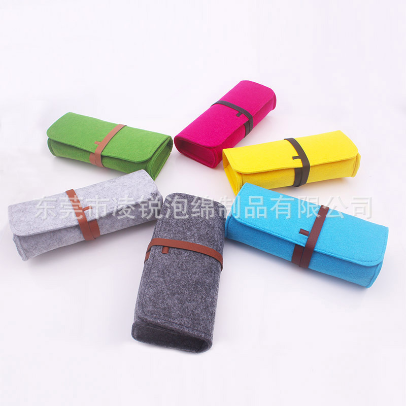 Come to the Factory with Pictures and Samples to Process and Customize Printed Logo Large-Capacity Zipper Pencil Bag Glasses Storage Bag Felt Bag