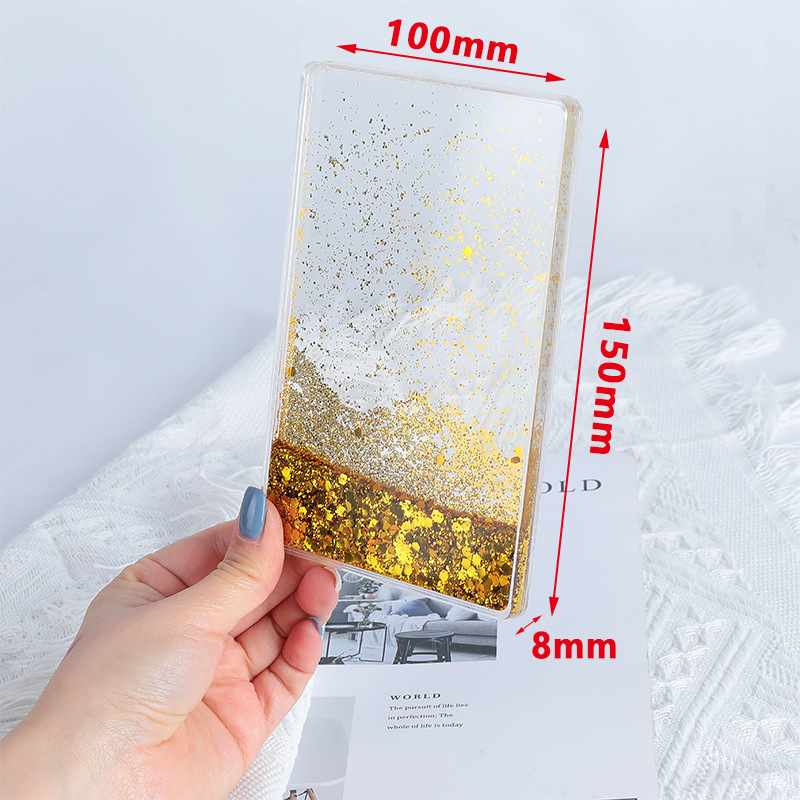 Transparent quicksand goo card brick acrylic D IY hand account sticker mahjong brick color flow hemp goo plate children's gift