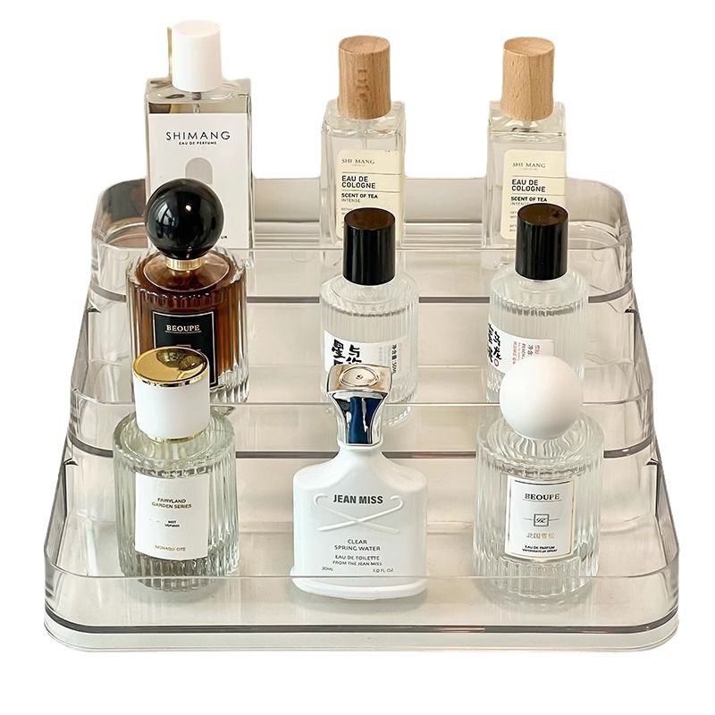 Desktop Perfume Storage Rack Dresser Cosmetic Storage Box High Color Transparent Acrylic Ladder Display Shelf