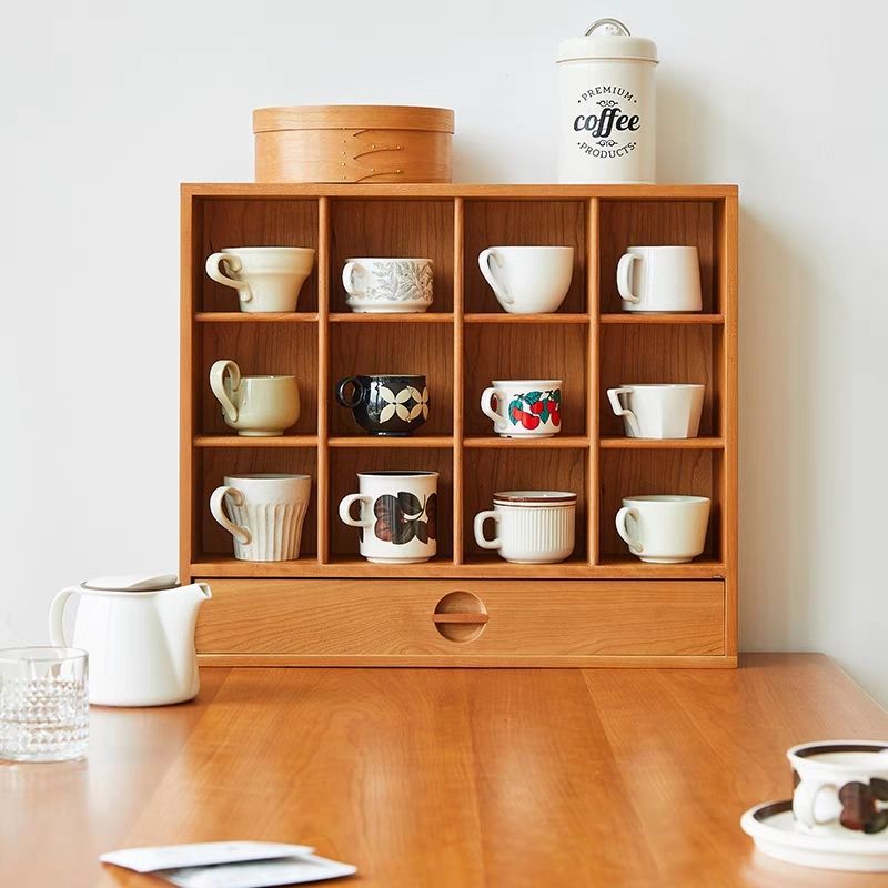 Японская деревянная подставка для чашек, витрина для кофе