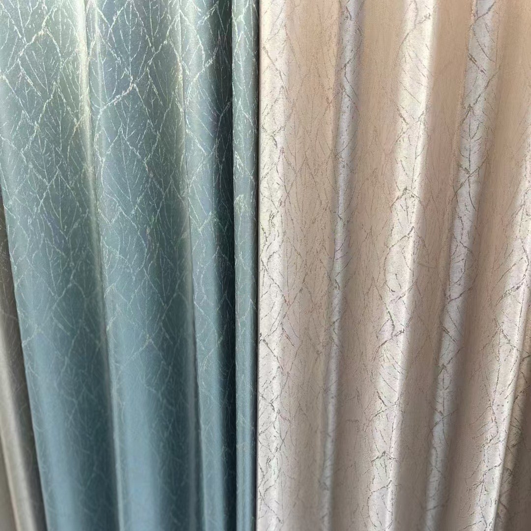 100% Full Blackout Curtains High-Precision Leaf Pattern Curtain Fabric Wholesale Cross-Border Foreign Trade Project