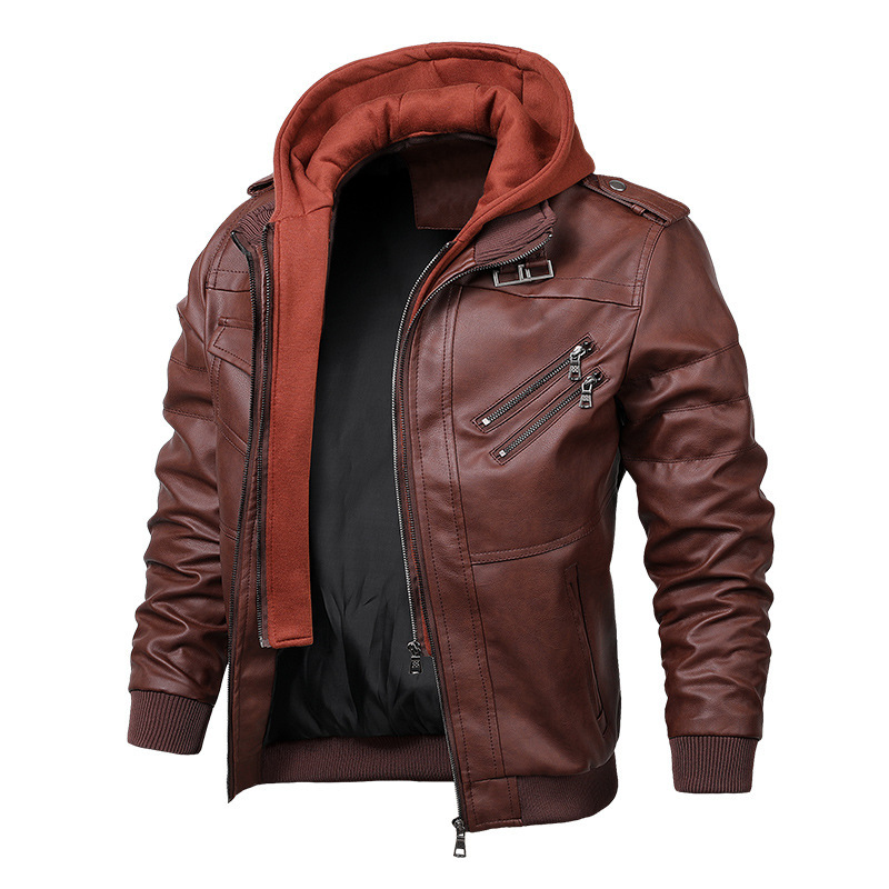 Spring and Autumn 2023 New pu Leather Men's Motorcycle All-match Handsome Jacket Reflective Retro Casual Fashionable Jacket