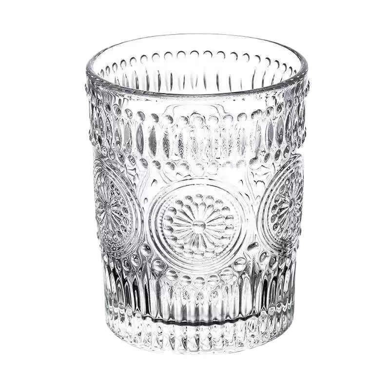 Sunflower Glass Cup Embossed Glass Cup Household Transparent Heat-Resistant Drinking Cup Ins High-Value Women's Drink Cup