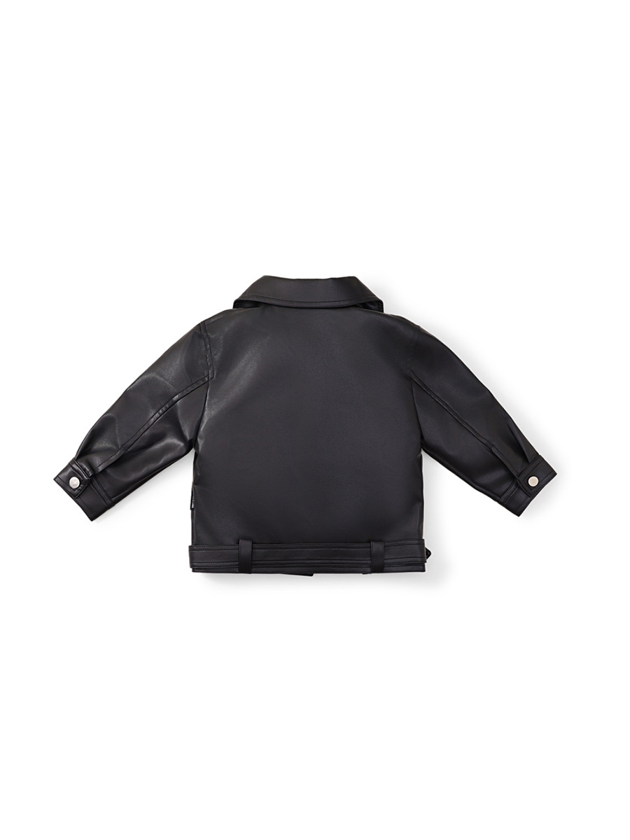 MDD children's leather 2024 spring and autumn new boys and girls motorcycle handsome cool wind large lapel zipper jacket coat