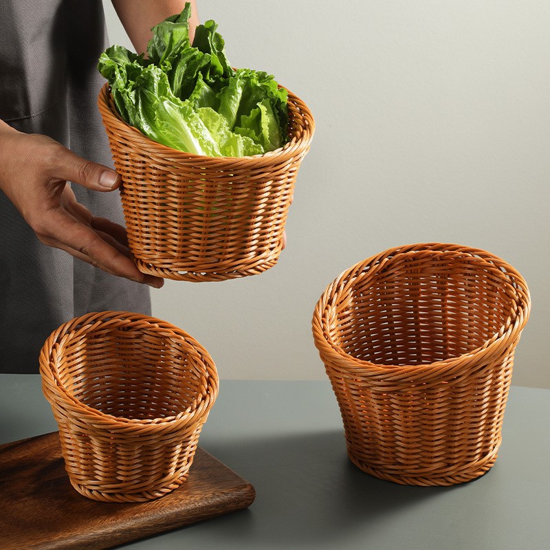 Green vegetables lettuce barrel side dish plate creative ingredients basket special imitation rattan dish tableware commercial