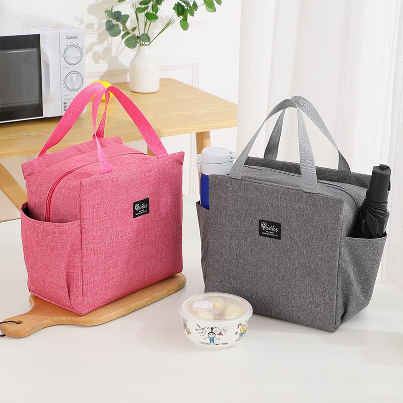 Cross-border portable double-pocket insulated lunch bag aluminum foil thickened insulated lunch bag lunch bag lunch box insulated bag