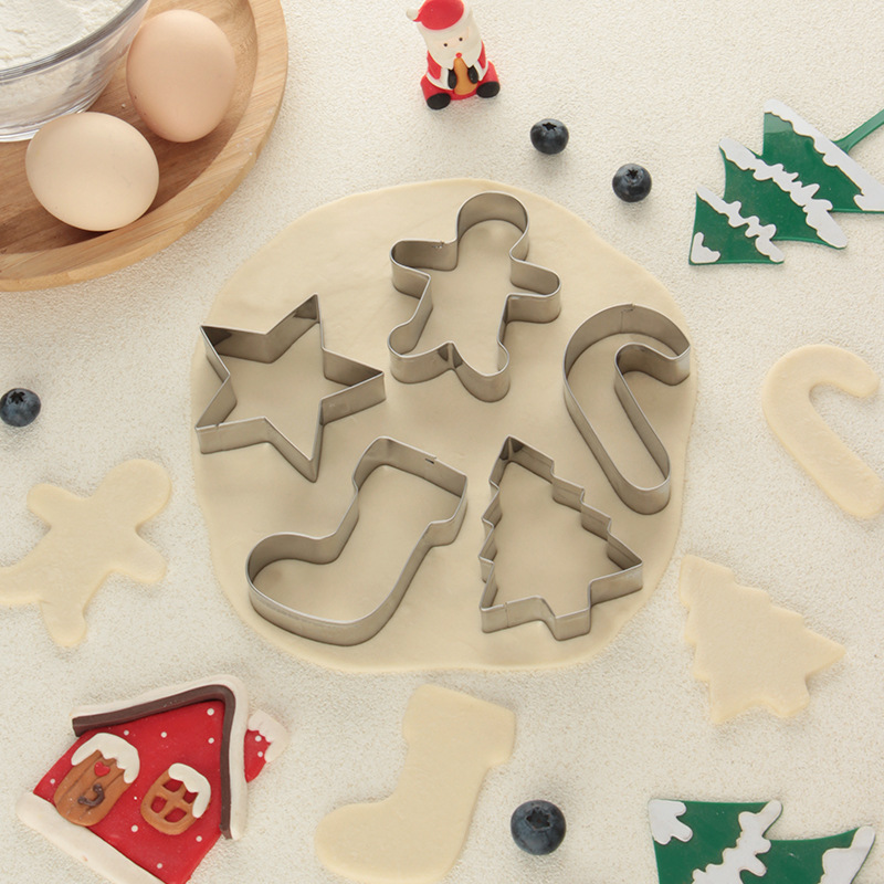 Factory cross-border 5-piece Christmas cookie mold stainless steel cookie mold DIY baking tools cookie cutting mold