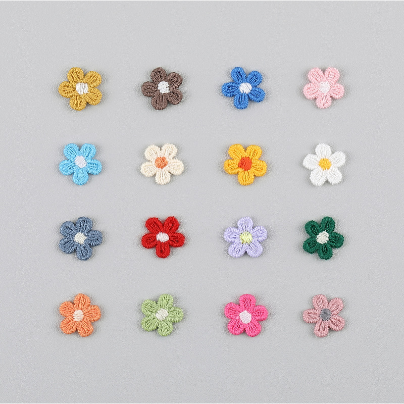 Cute Five-petal Small Flower Embroidered Cloth Stickers Children's Wear Leggings Hairpin Headwear Accessories Shoes and Hats Clothing Accessories 54