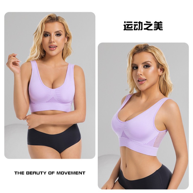 sportbra Foreign Trade Grid Hollow Breathable Sports Bra Cross-border plus size Yoga Running Sports Underwear for Women