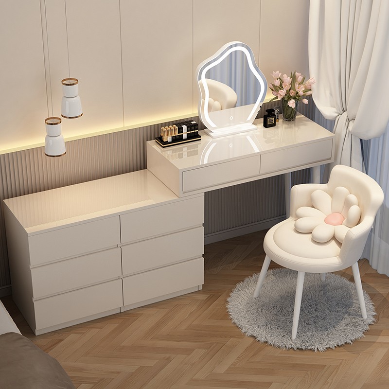 Cream Style Dressing Table Modern Simple Storage Cabinet Bedside Table Dressing Table Integrated Desk Telescopic Dressing Table 2023