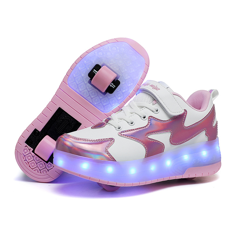 Children's heelloo shoes invisible two-wheeled mi ah miya detachable youth charging with light colorful luminous roller skates