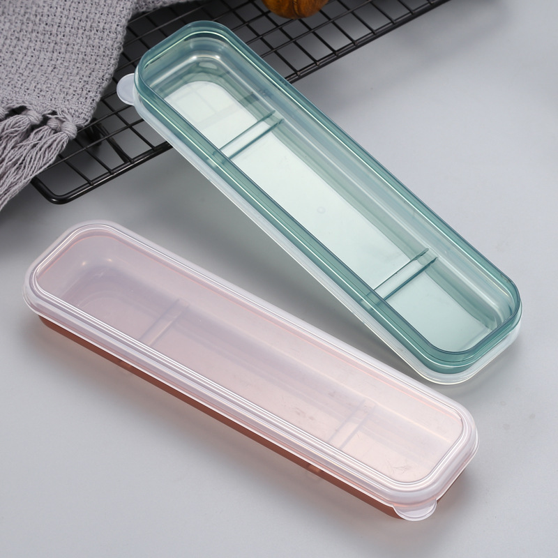 Creative Plastic Transparent Portable Cutlery Box Student Travel Outing Cutlery Box Cutlery Box Chopsticks Straw Box Empty Box