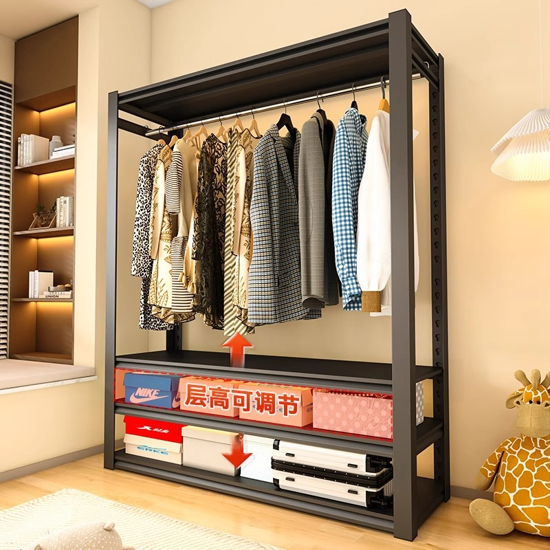 Simple Wardrobe Multi-Layer Rental Wrought Iron Bedroom Home Assembly Rack Floor-Standing Clothes Hanger Storage Shelf