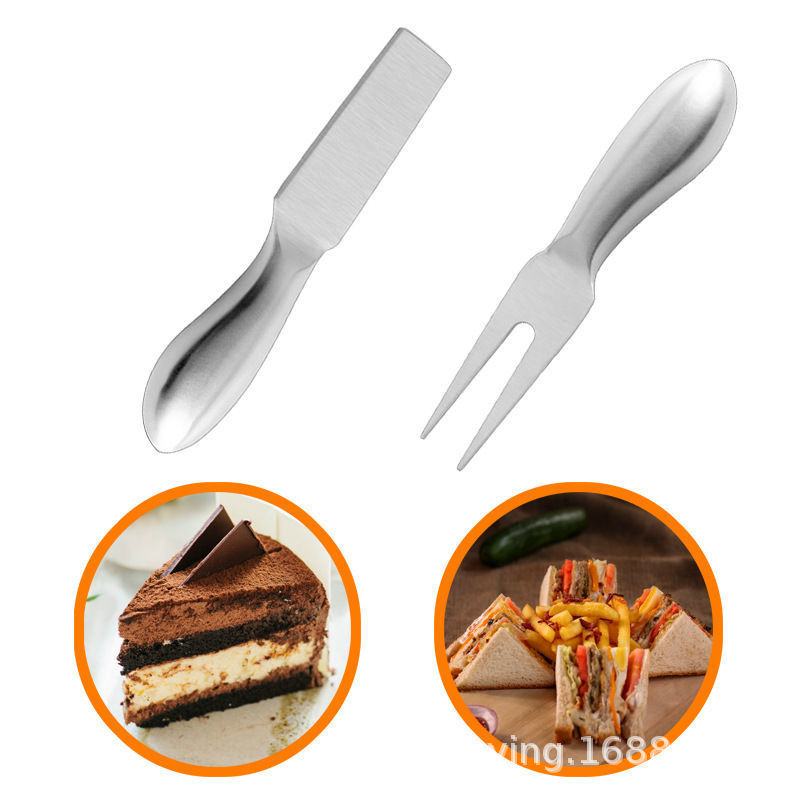 Manufacturer in stock cheese knife suit all stainless steel butter knife pizza knife cheese fork cheese cake cutting knife fork