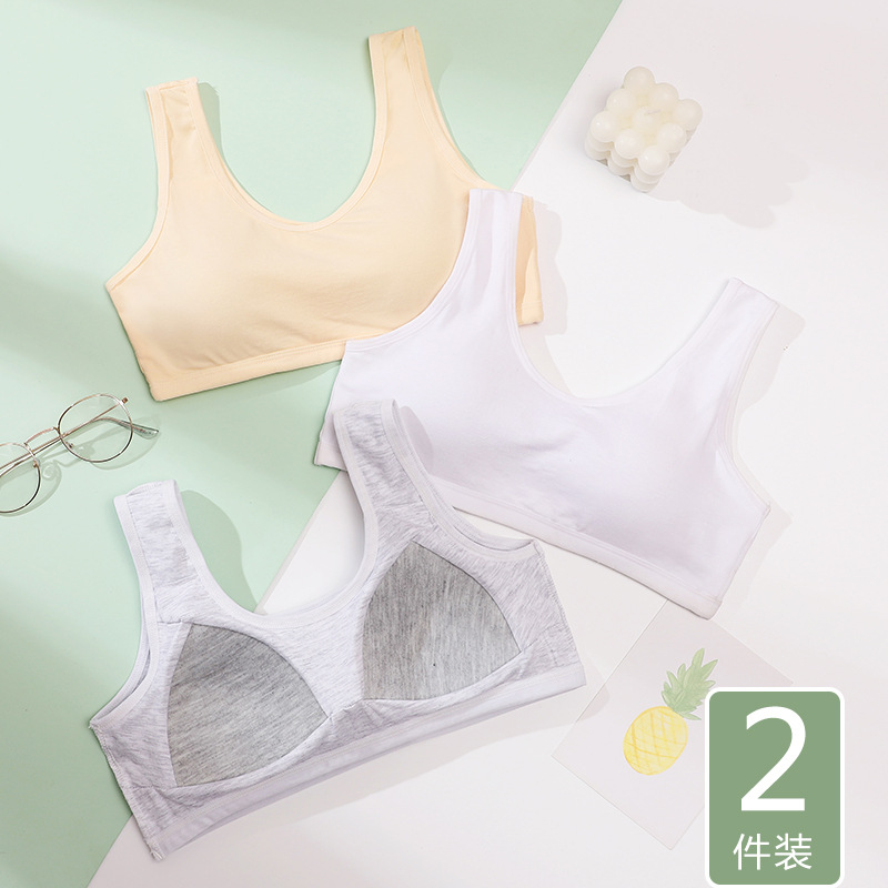 Нижнее белье для девочек, майка для учащихся средней школы, хлопковый бюстгальтер для подростков
