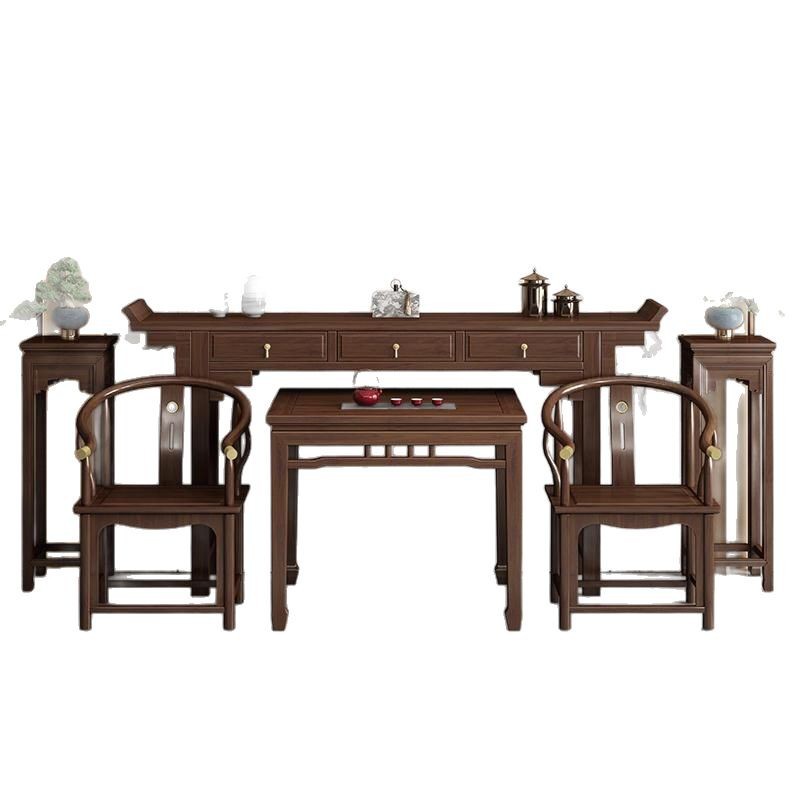 New Chinese Style Solid Wood Nave Six-Piece Set Incense Table Home Supply Table Strip Table Rural Case Bench Table Eight Immortals Table God Table
