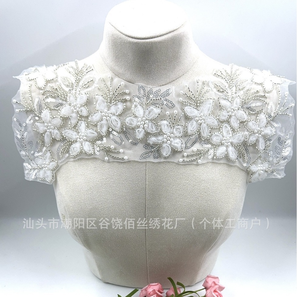 Высококачественная вышивка бисером, фальшивый воротник, модный кружевной декор, аксессуары DIY