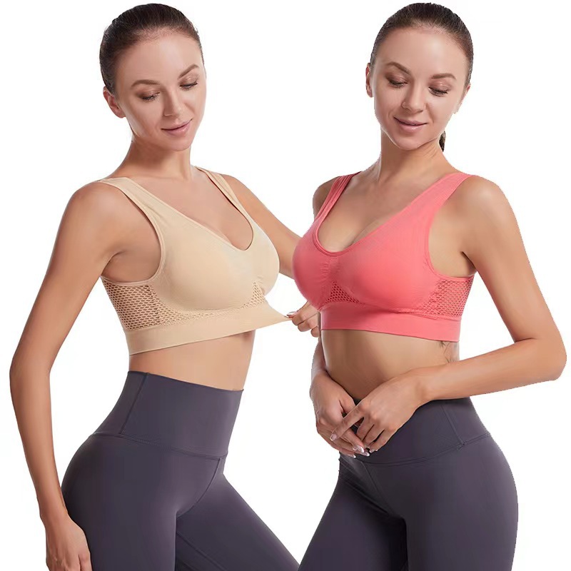 sportbra Foreign Trade Grid Hollow Breathable Sports Bra Cross-border plus size Yoga Running Sports Underwear