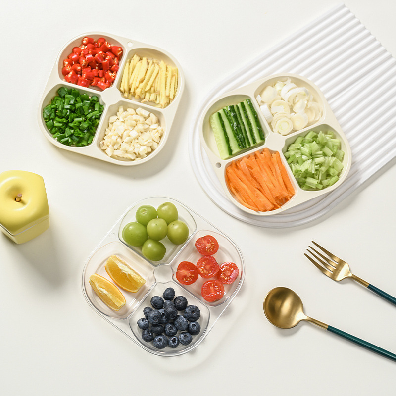 Home Channel New Seasoning Dish Four-grid Dish Creative Hot Pot Base Dish Dish Home Kitchen Internet Celebrant Hot Pot Sub-pack