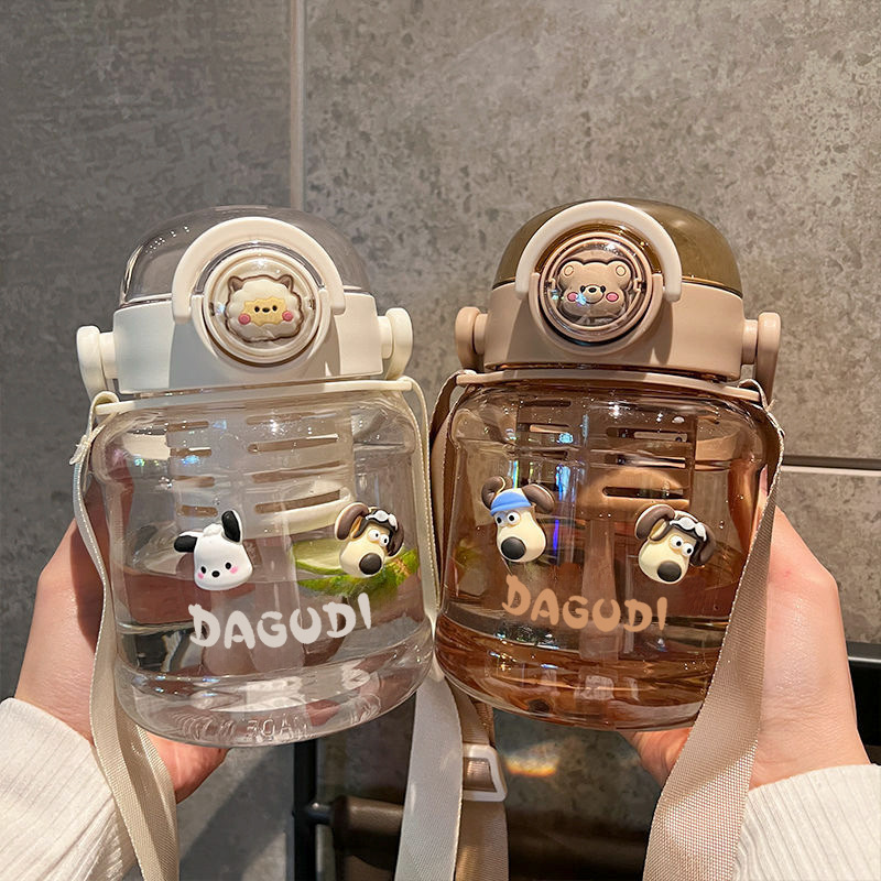 Internet Celebrity Water Cup Women's Large Capacity Plastic Cup Straw Ton Bucket Ton Kettle Portable Tea Water Separation Tea Big Belly Cup