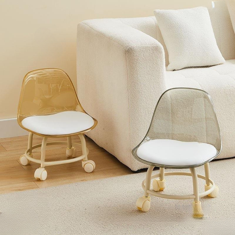 Acrylic small stool mute children's toddler stool with universal wheel Internet-famous small chair pulley low stool beautiful sewing stool