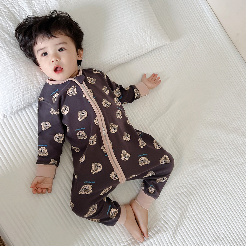Baby Sleeping Bag Spring and Autumn Baby Boneless Anti-kick Quilt Cotton Leg Split Winter Boys' Girls' Four Seasons Children's Jumpsuit