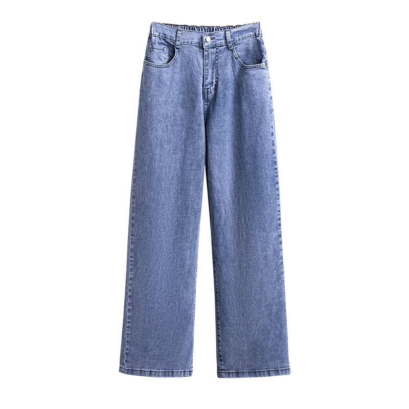 Super size women's 200/300kg denim pants high waist slim casual loose slim straight pants 3316