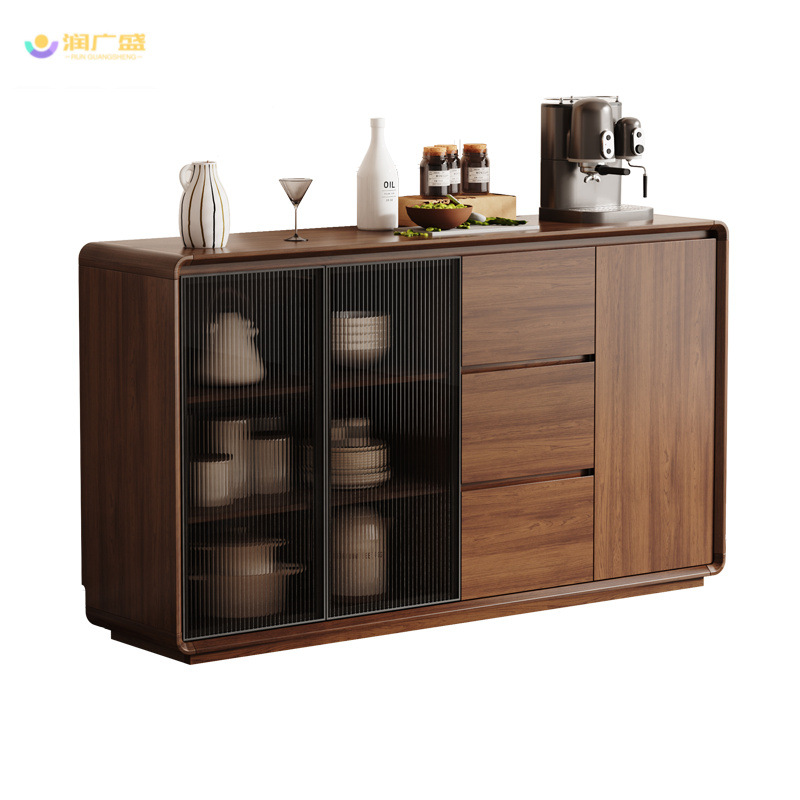Sideboard Cabinet Wall Kitchen Integrated Storage Cabinet Living Room Multi-functional New Chinese Storage Cabinet Solid Wood Color Modern Simple