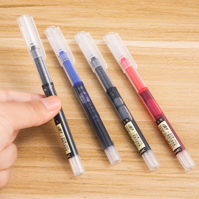 Direct Liquid Gel Pen Quick-drying Large Capacity Ball Pen 0.5 Student Needle Red Brush Office Sign Pen