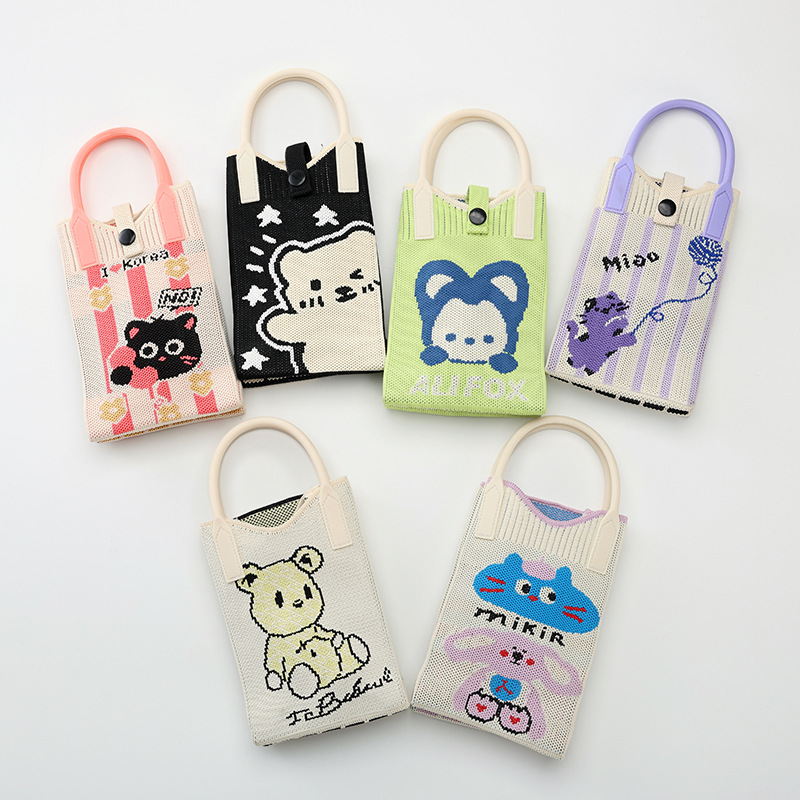 Новая корейская сумка для мобильного телефона, милая, мини-вязаная, через плечо