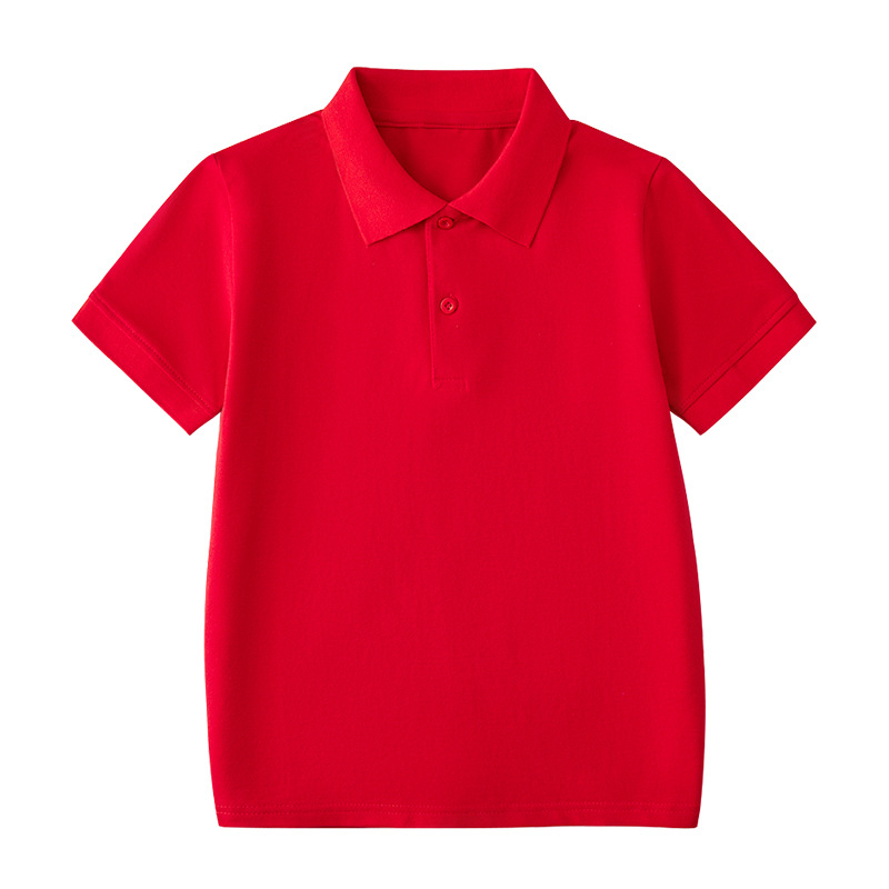 Summer Children's Short-sleeved Polo Shirt School Uniform for Primary School Students White T-shirt for Boys and Girls Graduation Performance Class Uniform