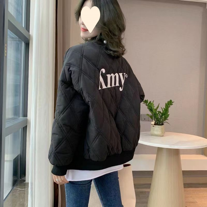 2025 Autumn and Winter New Lightweight down Cotton Jacket Women's Embroidered Baseball Collar Loose Thickened Jacket