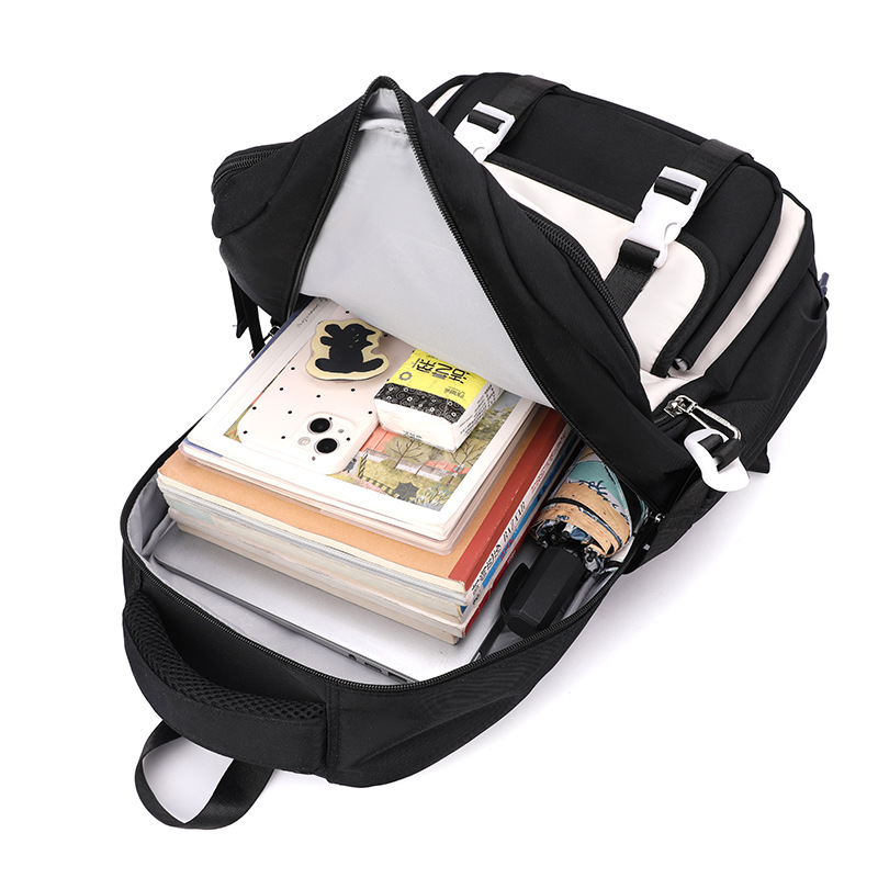 Natural Fish Tie Bar Schoolbag Girls Middle School Students Large Capacity Multi-layer Niche Design Sense Shoulder Tie Bar Schoolbag