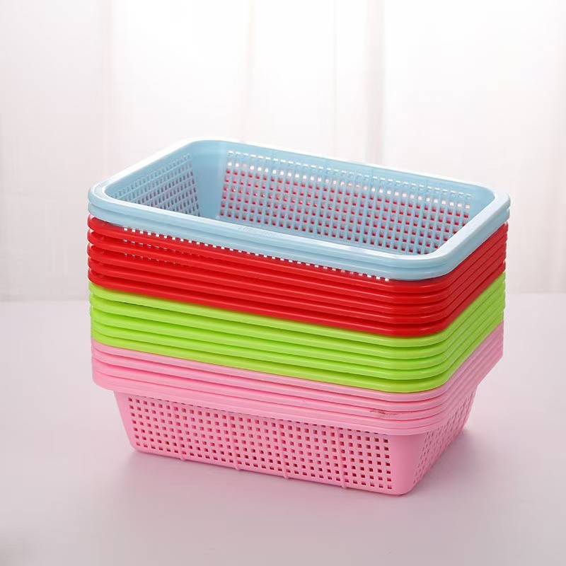Plastic Basket Rectangular Square Sieve Remote Control Storage Basket E-Commerce Distribution Basket Warehouse Distribution Basket Dense Mesh Drain Basket