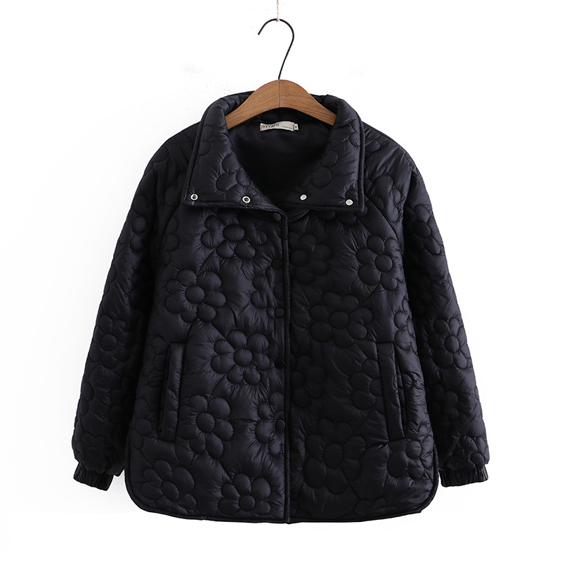 Cotton Outwear for Women Plus Size 100kg Lapel Flower Fat Girl Cotton Outwear Thin Sweet Winter 2022 Fashion Cotton Jacket Short Niche 897