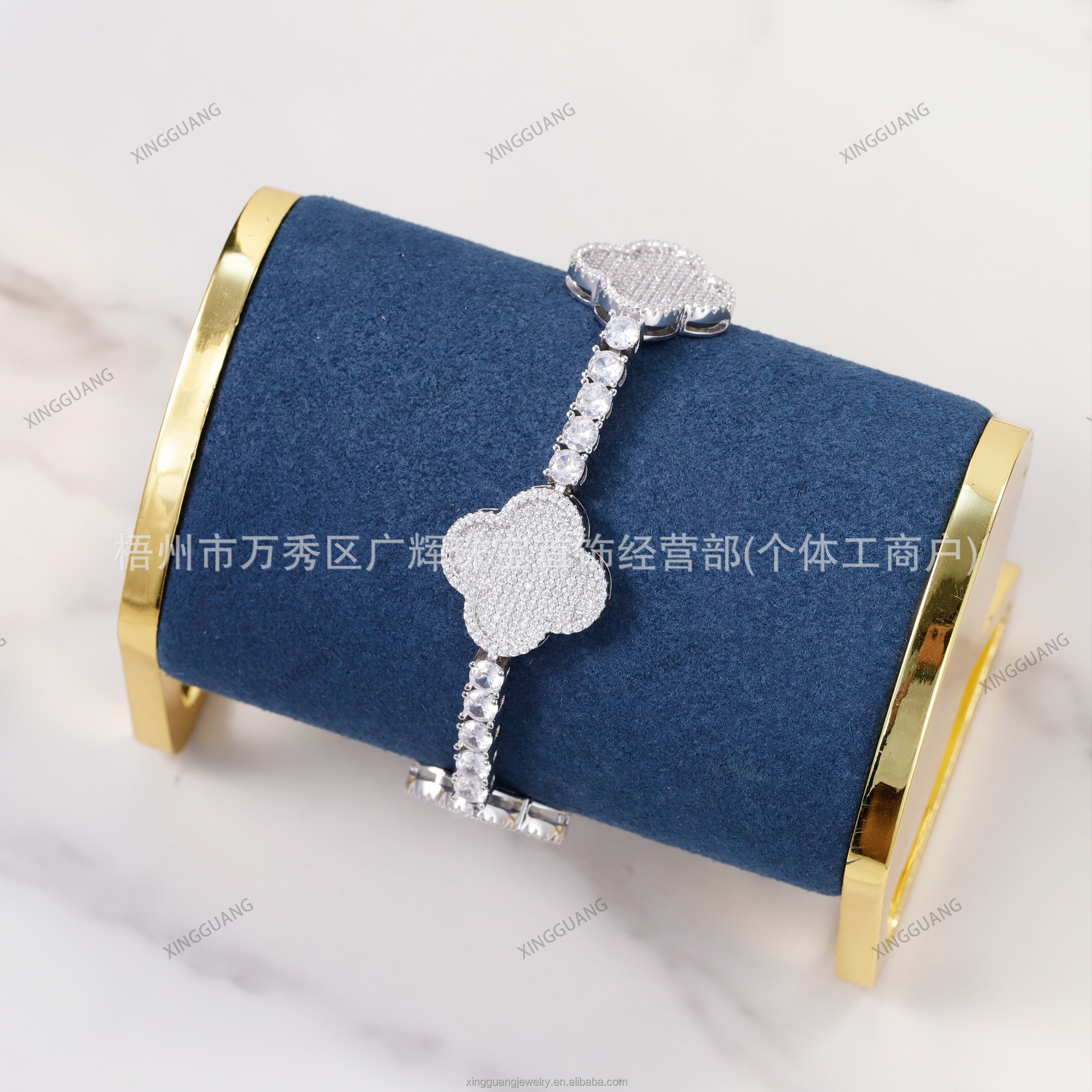 Rap Rapper Singer Jewelry Clover Bracelet S925 Sterling Silver Moissanite Full Plated Electroplated K Gold