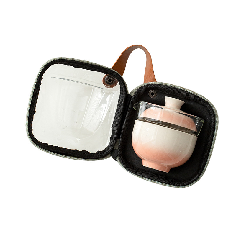 Gradient Travel Tea Set Quick Cup One Pot Two Cups Dopamine Portable Tea Set Small Fresh Souvenir for Camping Use