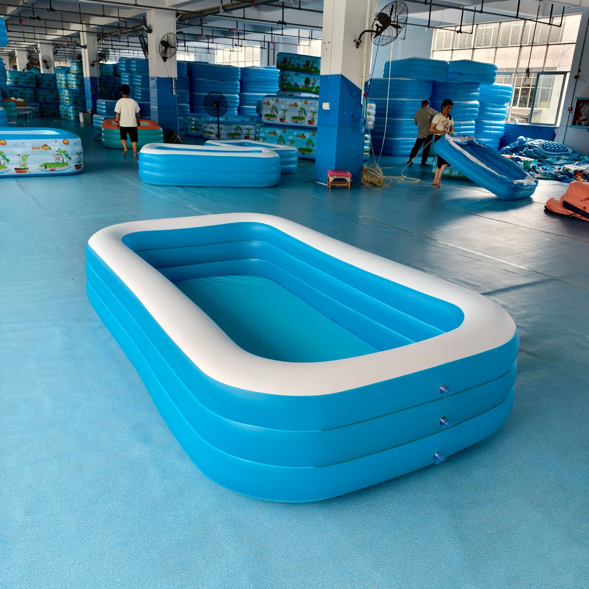 Inflatable swimming pool factory wholesale new blue and white 3 meters 3 layers adult children's household infant rectangular paddling pool
