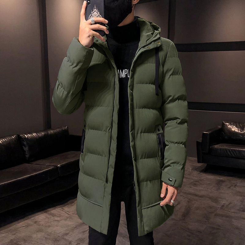 Mid-length cotton-padded jacket men's winter coat 2023 new thick hooded cotton-padded jacket men's Korean-style trendy down cotton