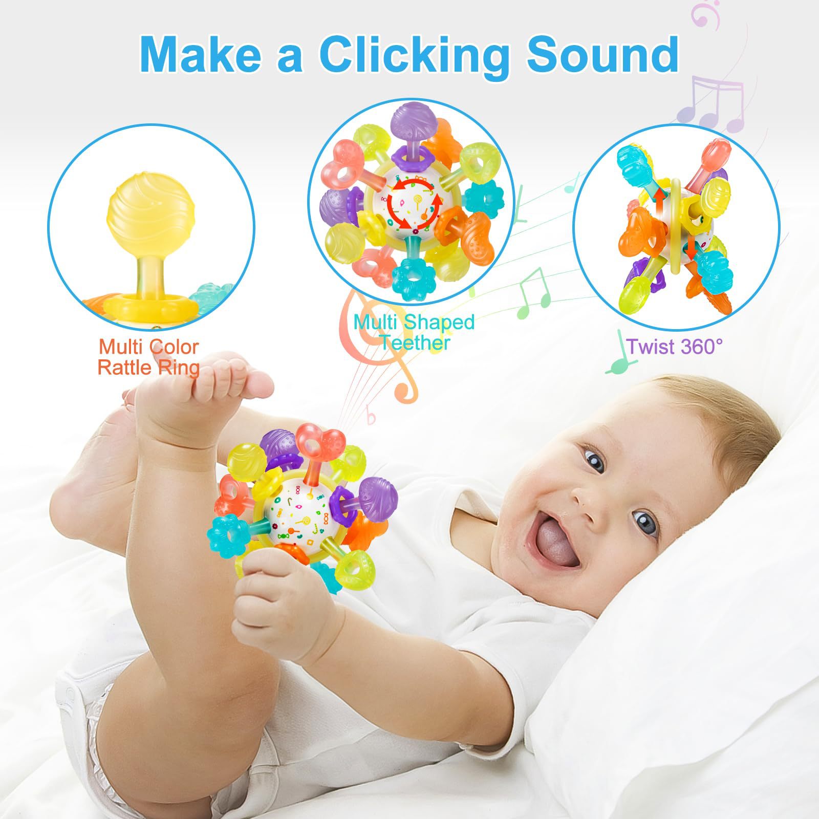 Cross-border Infant Montessori Silicone Bite Lara Grip Sensory Fun Hand-held Touch Ball Toy